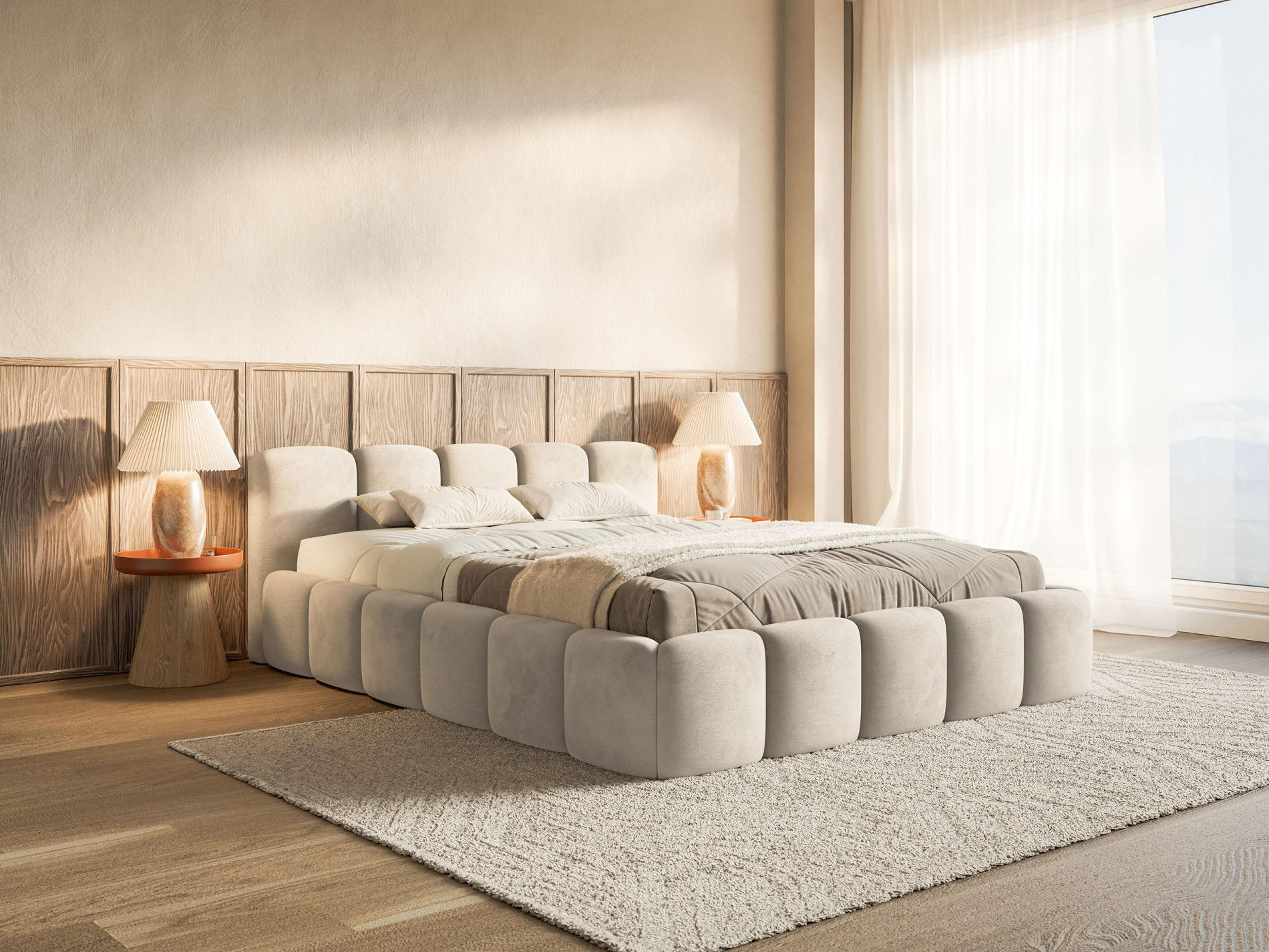 Thumbnail - Selsey Polsterbett, Ecru, Textil, 2-Sitzer, 180x200 cm, Schlafzimmer, Betten, Polsterbetten