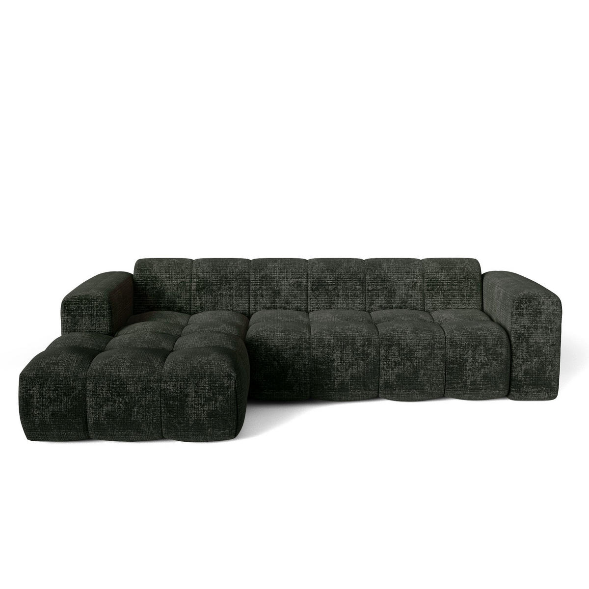 ECKSOFA (links) BLOOM Geprägter Samt Anthrazitgrau 290cm - Dunkelgrau/Anthrazit, Textil (290/164cm) - Premium Interiors