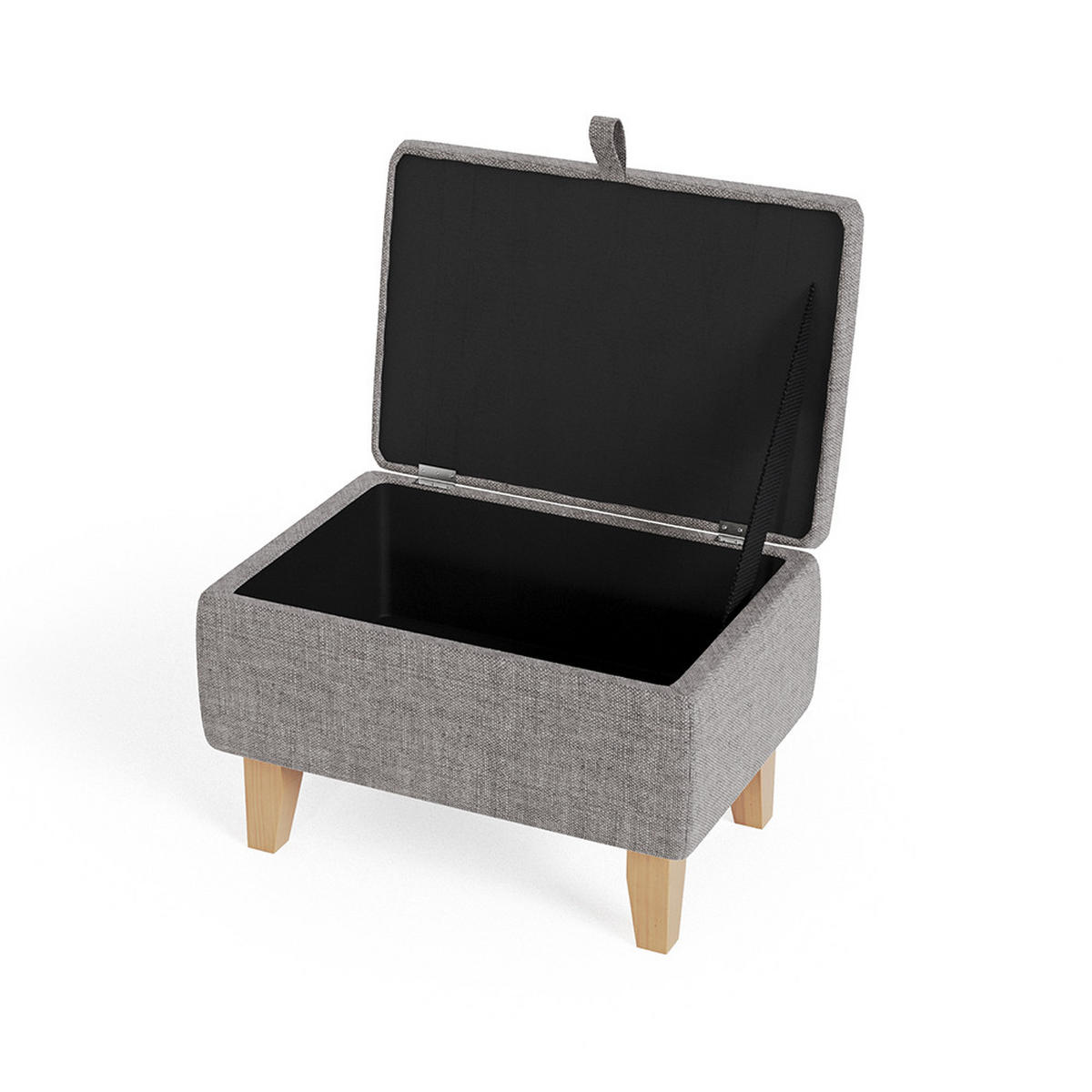 POLSTERHOCKER 49/33/35 cm Stauraum Holzbeine Leinen Hellgrau - Hellgrau/Naturfarben, Holz/Textil (49/35/33cm) - Livingandhome
