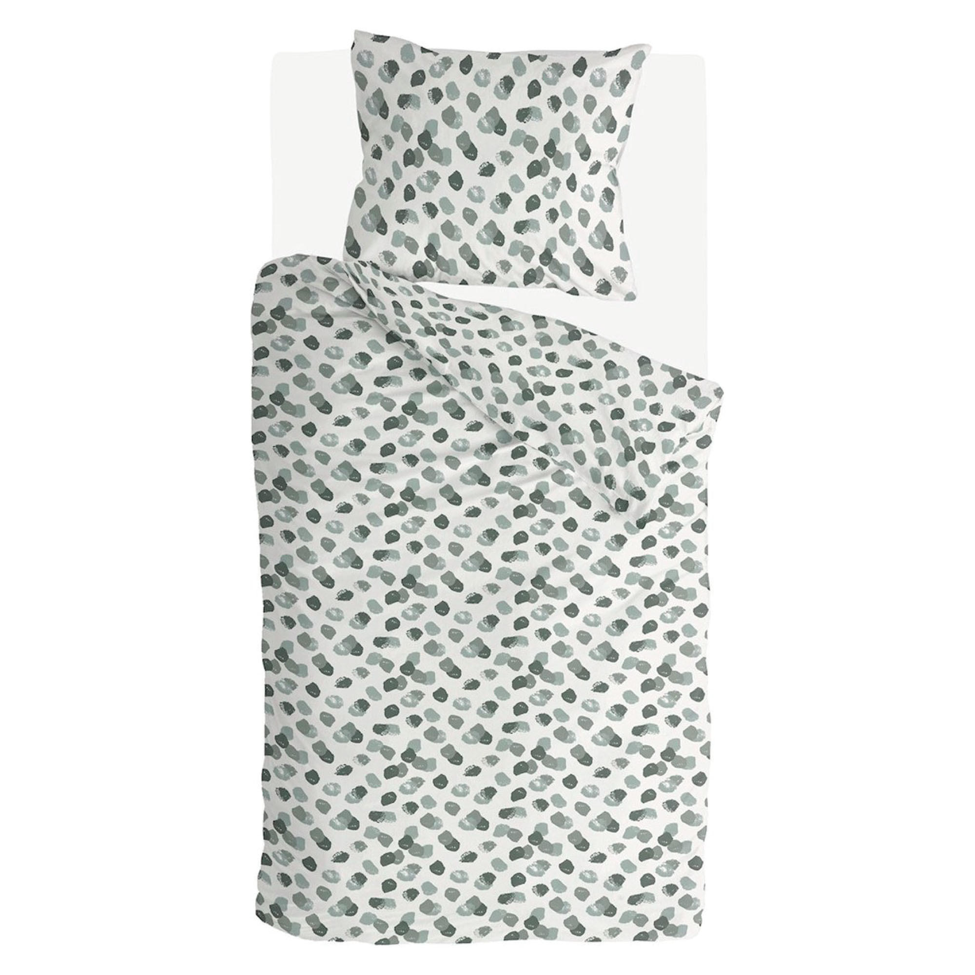 BETTWÄSCHE Byrklund 2-teilig 135x200/80x80cm Spotty Animal Green - Weiß, Naturmaterialien (135/200cm)