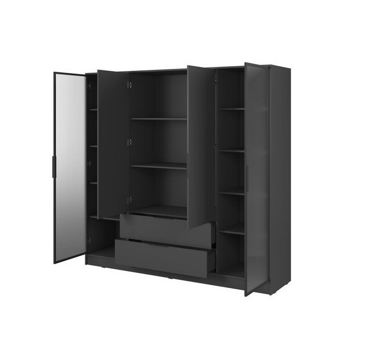 KLEIDERSCHRANK – 206 cm – Kelly – Graphitfarben – KS-GEN0282 - Graphitfarben, Holzwerkstoff (206/200/51cm) - hi-markt