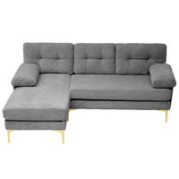 ECKSOFA 187.5/130/79 cm Grau mit 3 Sitzkissen und Stuhlbeine aus Metall - Grau, Textil (130/79/187.5cm) - Oxeza