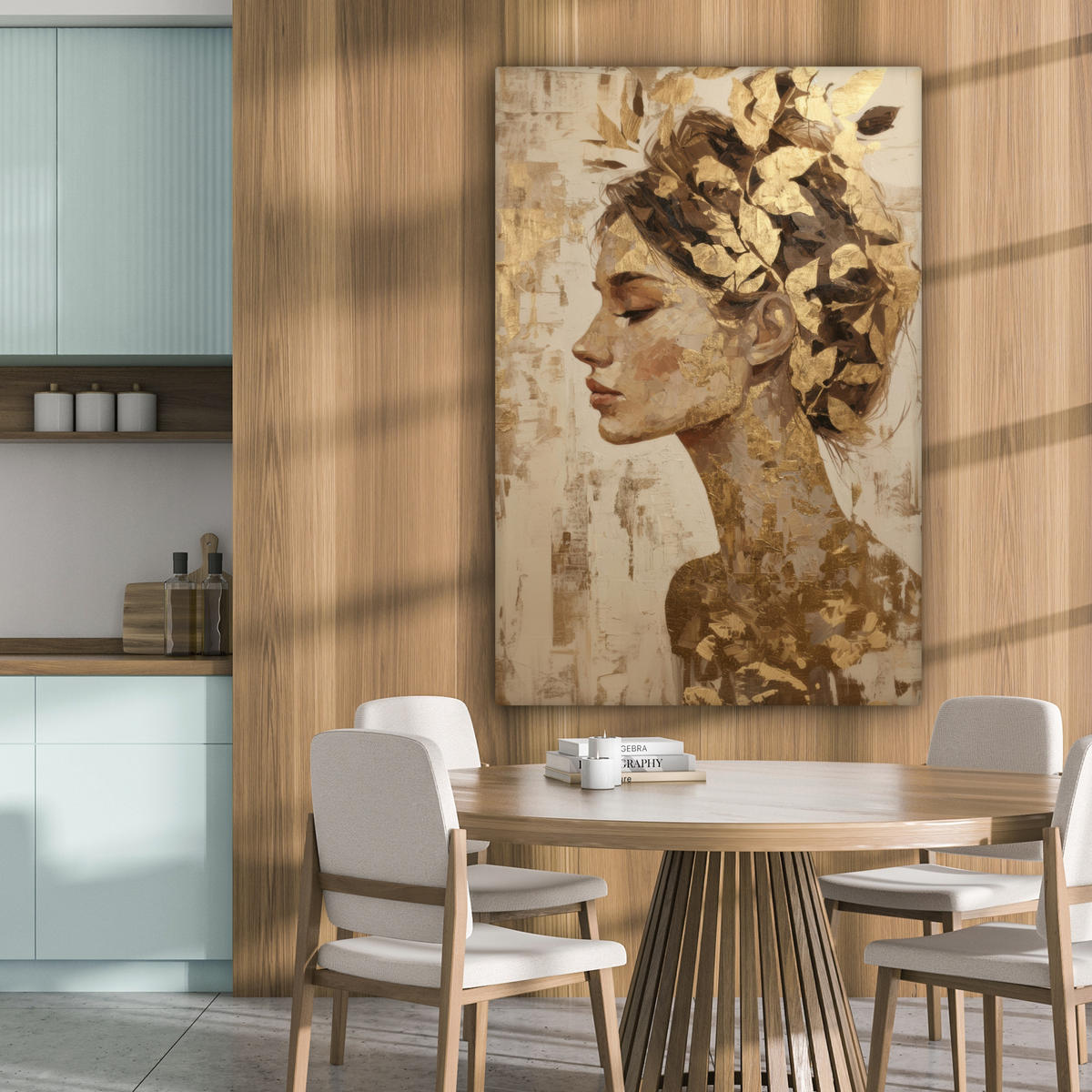 LEINWANDBILD Frau - Gold - Abstrakt - Textur Deko Groß 90x140 cm - Goldfarben, Textil (90/140cm) - MuchoWow