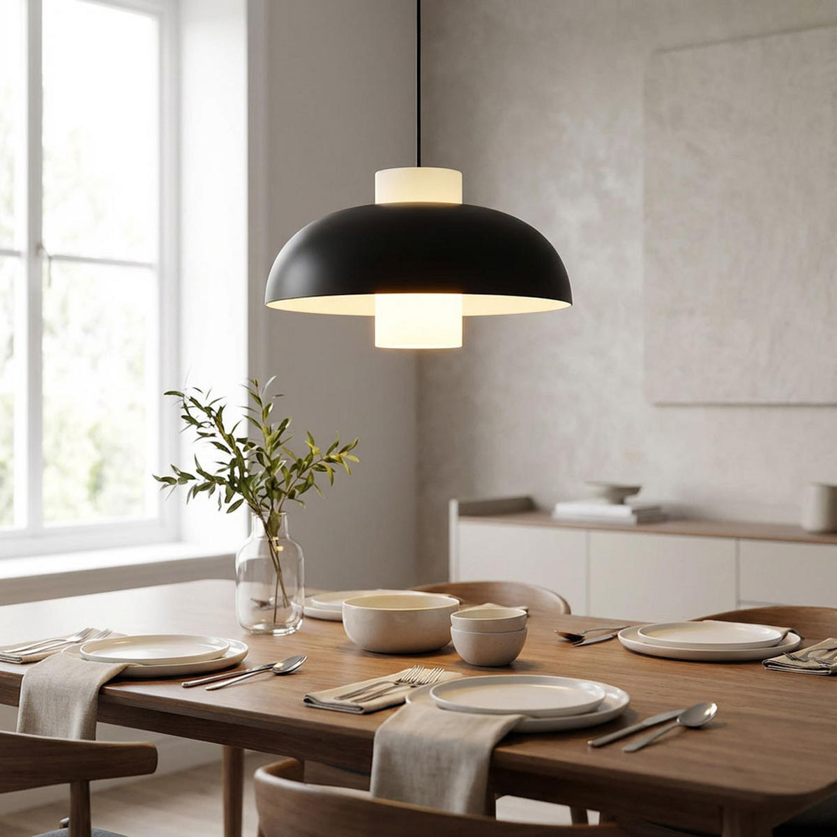 HÄNGELEUCHTE LOWE Metall, Schwarz, rund, LED - Schwarz, Glas (38/38/120cm) - Globo Lighting