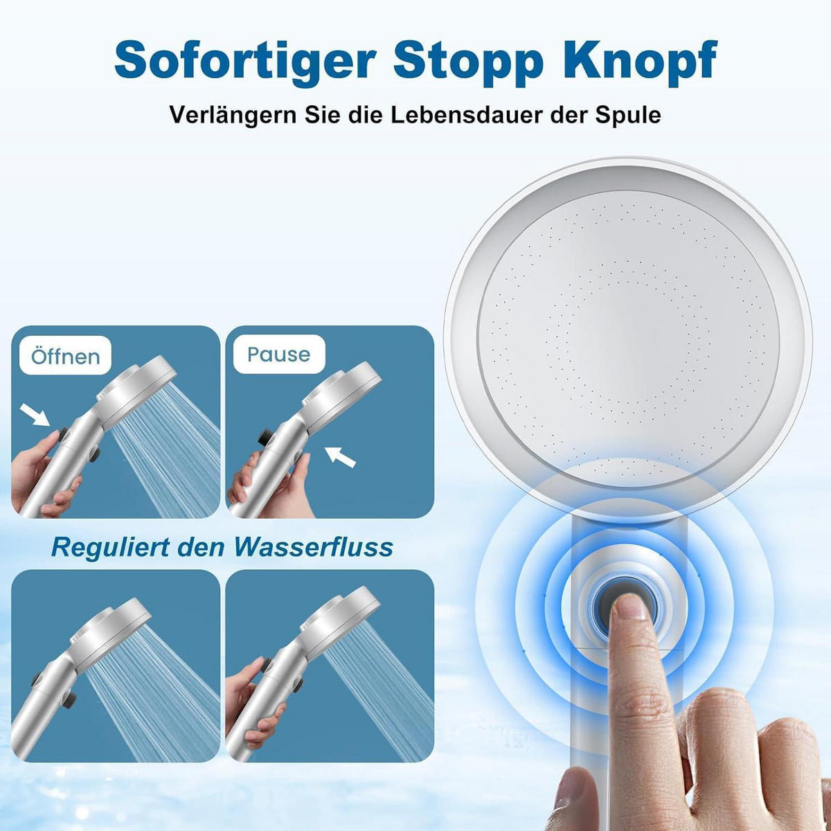 HANDBRAUSE mit Filter und Schlauch 1,5 m - Silberfarben, Metall (11/12.7/25cm)