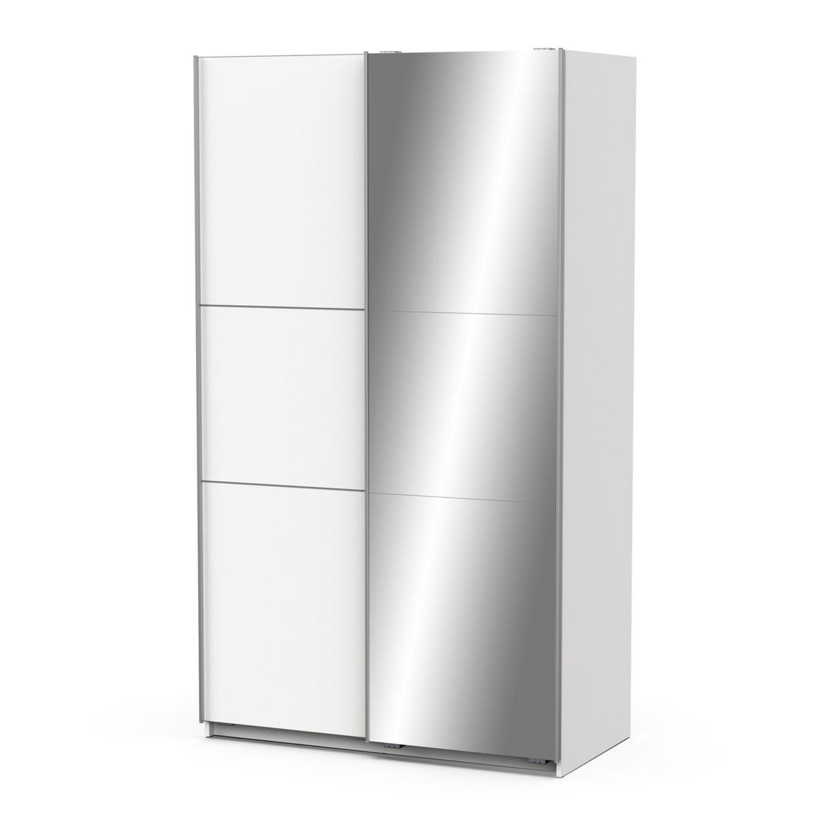 KLEIDERSCHRANK, 2 Schiebetüren mit Spiegel - GHOST - Weiß - 116.5 x 59,8 x 203 cm - Weiß, Holz (59.8/203/116.5cm) - Demeyere