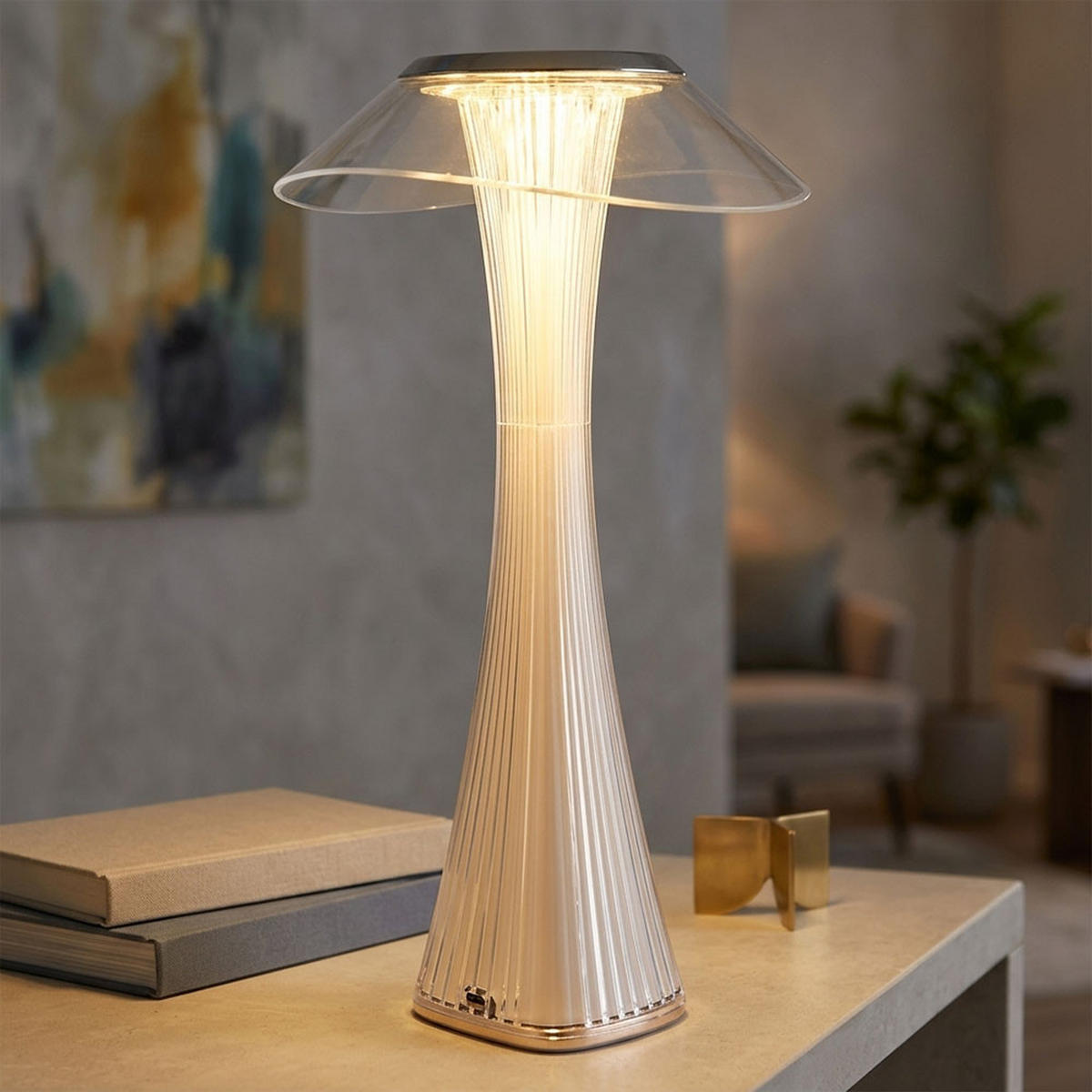 LED TISCHLEUCHTE Ambra Silber - Klar, Kunststoff (15.1/15.1/27.4cm) - Globo Lighting