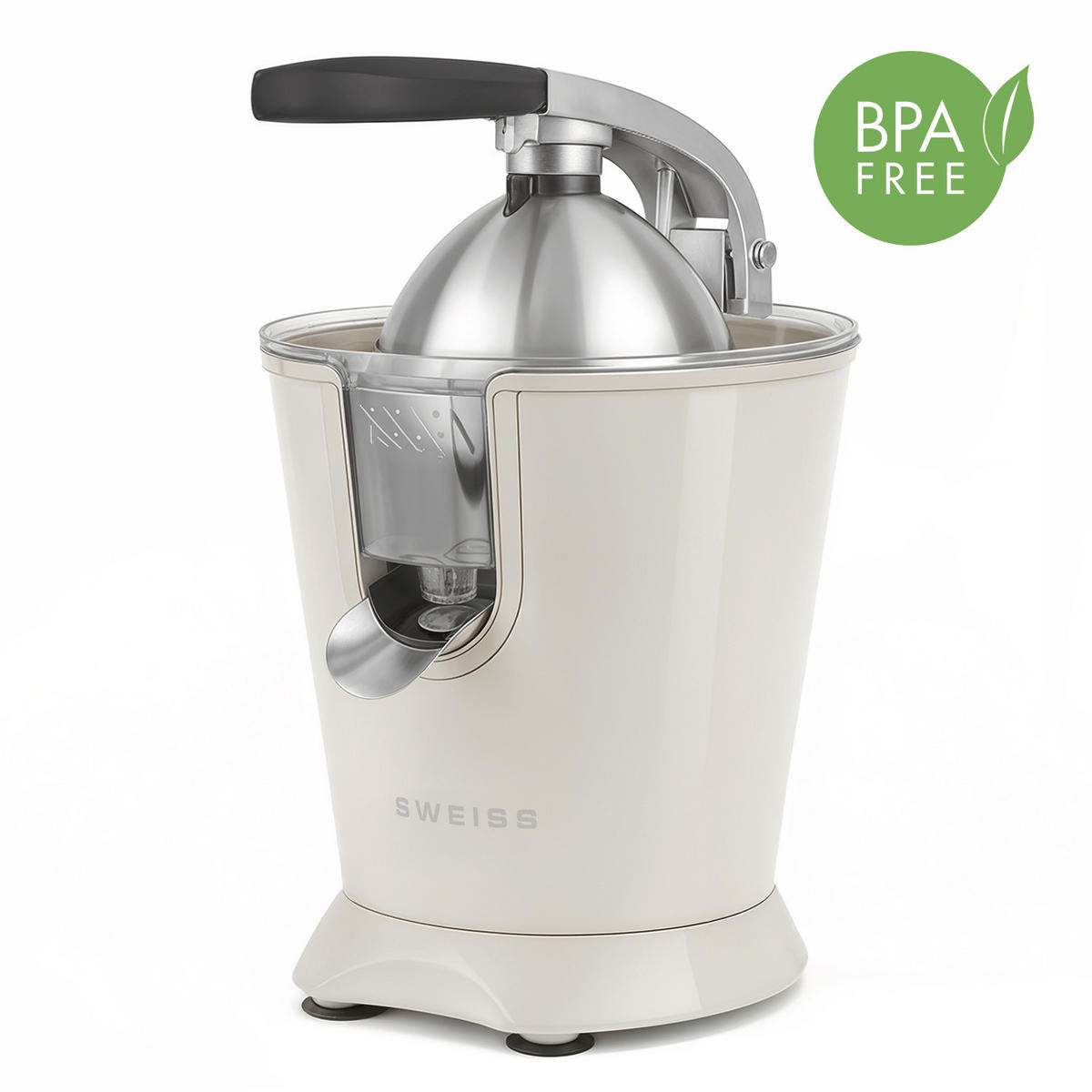 ZITRUSPRESSE ZEST8 Beige, tropffreier Ausgießer, leistungsstarker Gelenkarm, 160 W - Beige, Metall (18.5/29/25cm) - SWEISS