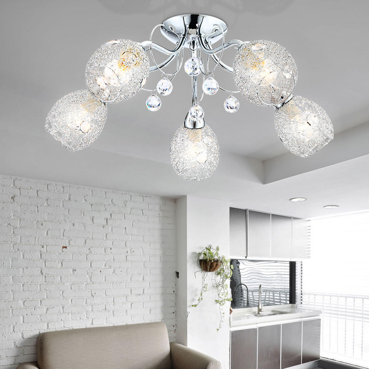 LED DECKENLEUCHTE Kordula Silber Chrom - Silberfarben, Metall (54/54/22cm) - Globo Lighting