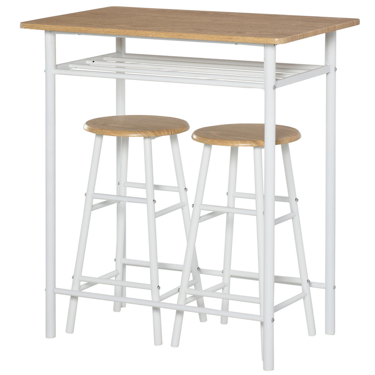 BARTISCH-SET 3-tlg. DE-08005 mit Lagerregal Weiß - Weiß, Metall (50/90/80cm) - ComfortXL