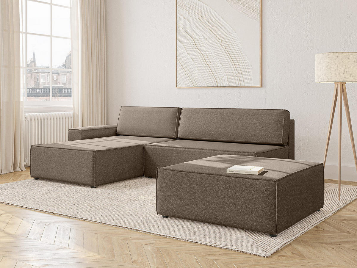 ECKSOFA Lummo La mit Schlaffunktion, Braun - Braun, Textil (363/185cm) - Fedve