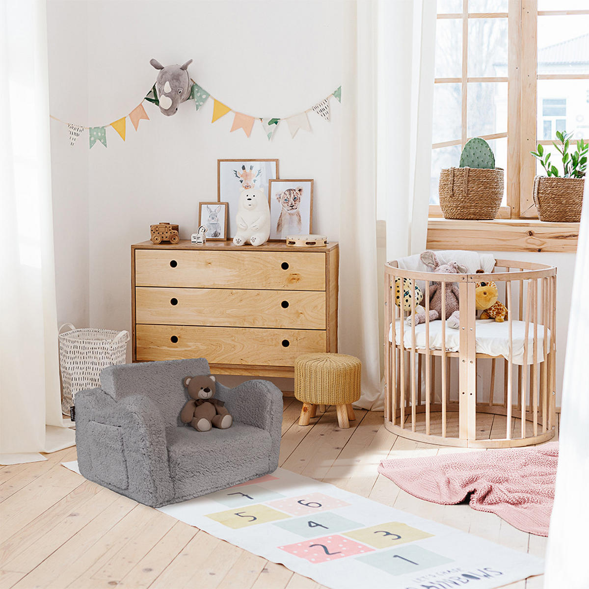 KINDERSESSEL Conni Grau 60 x 36 cm ausklappbar - Grau, Textil (60/36/36cm) - Vicco