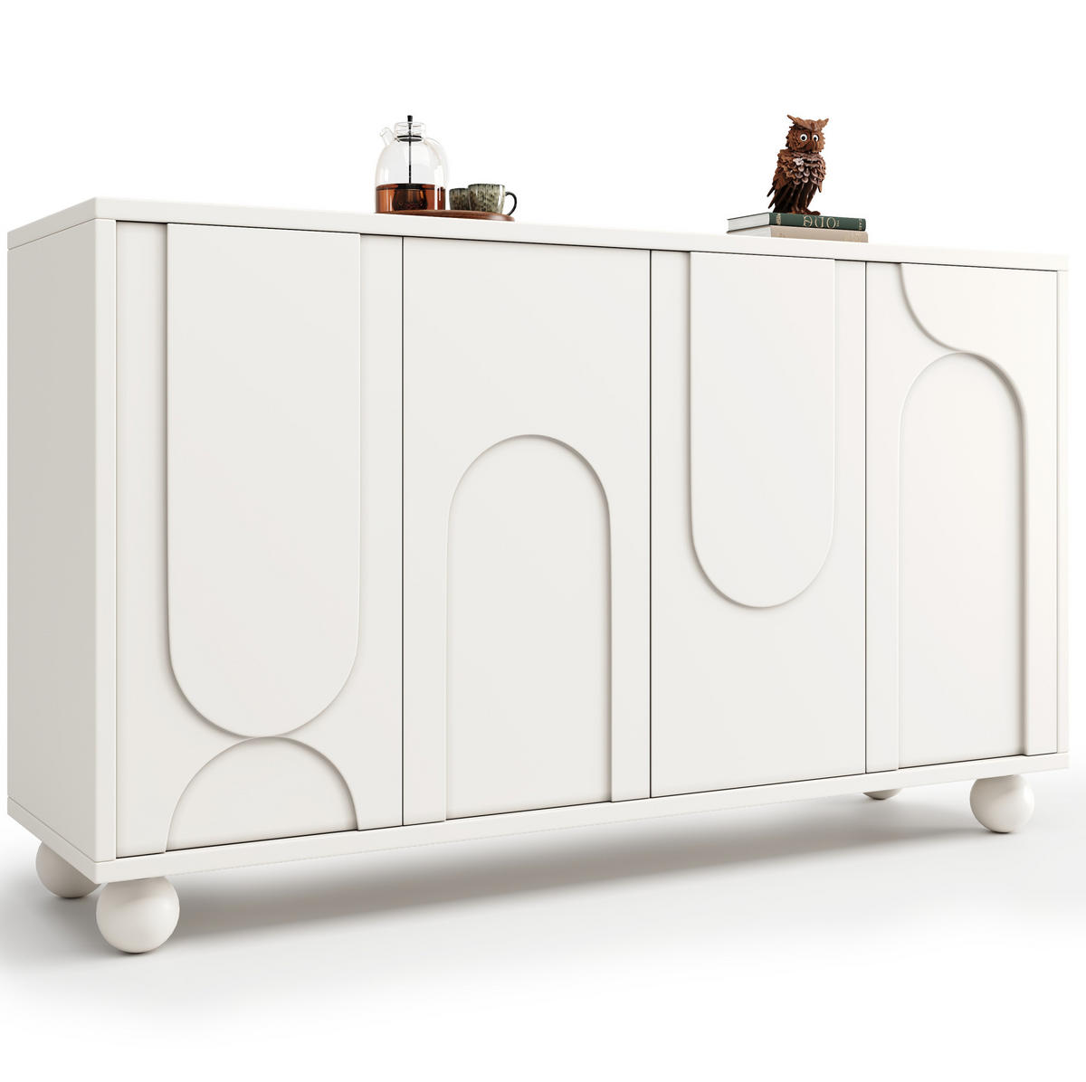 SIDEBOARD 120/35/71 cm aus MDF mit verstellbarem Einlegeboden Weiß/Creme - Weiß, Holzwerkstoff (120/71/35cm) - Modenvie