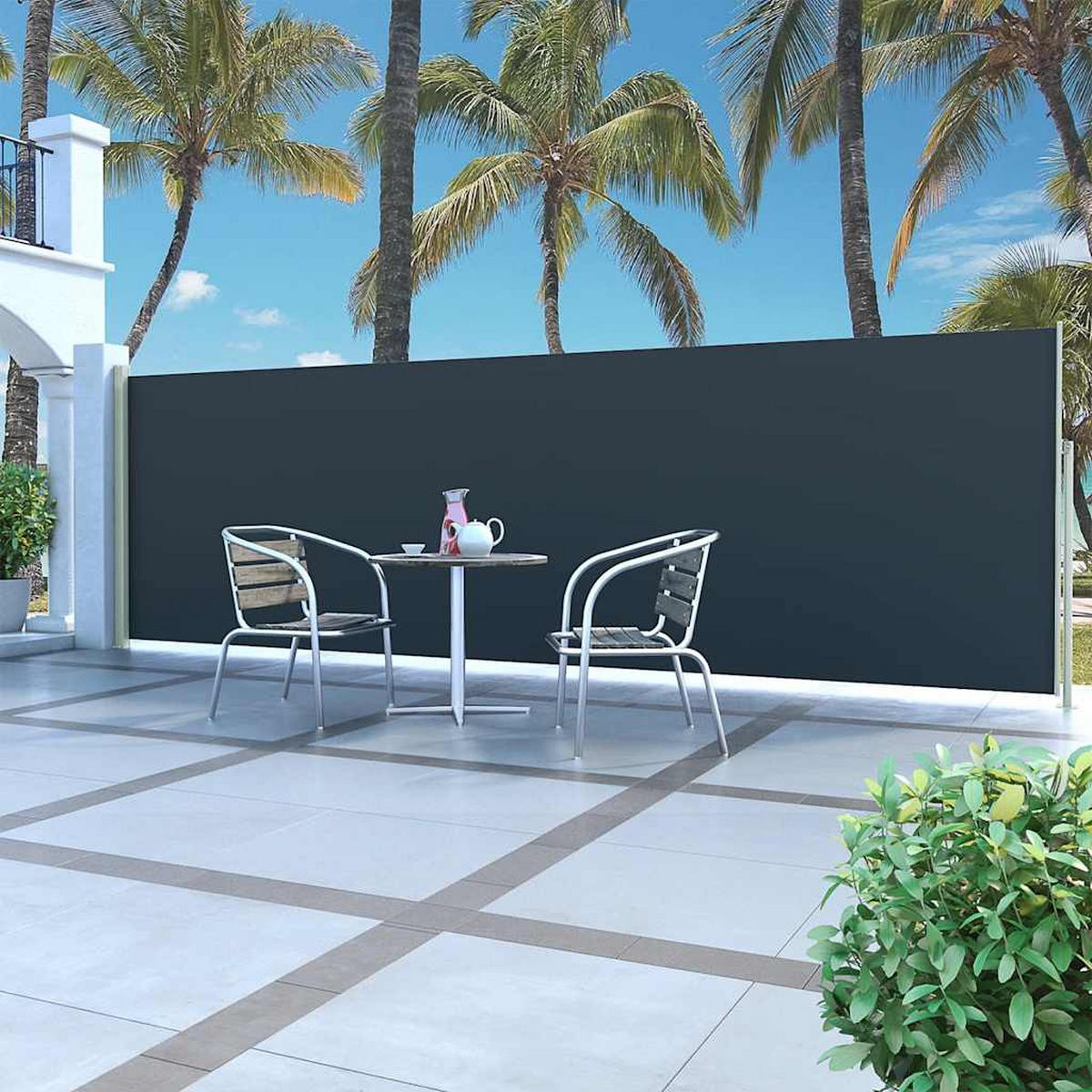 AUSZIEHBARE Seitenmarkise 160x500 cm Schwarz - Schwarz, Textil (5/160/500cm) - furnicato