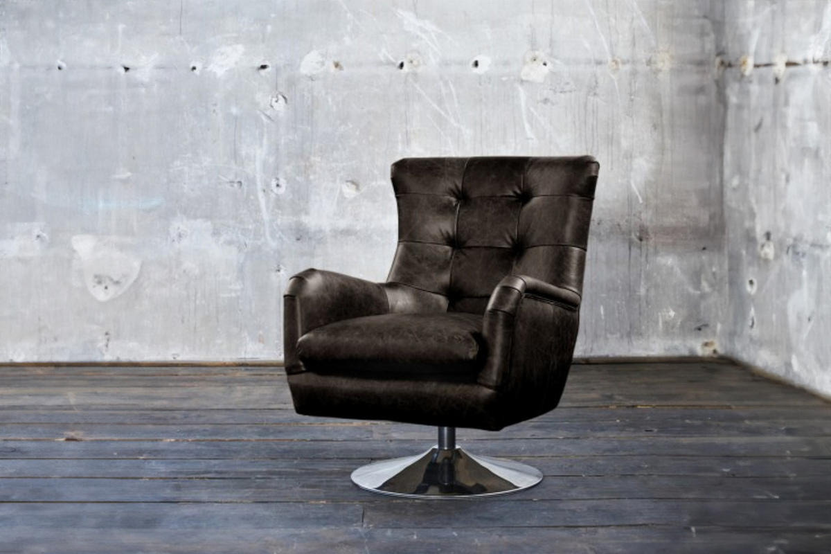 SESSEL RELEXA Schwarz Leder - Silberfarben/Schwarz, Leder/Metall (69/95/77cm) - KAWOLA