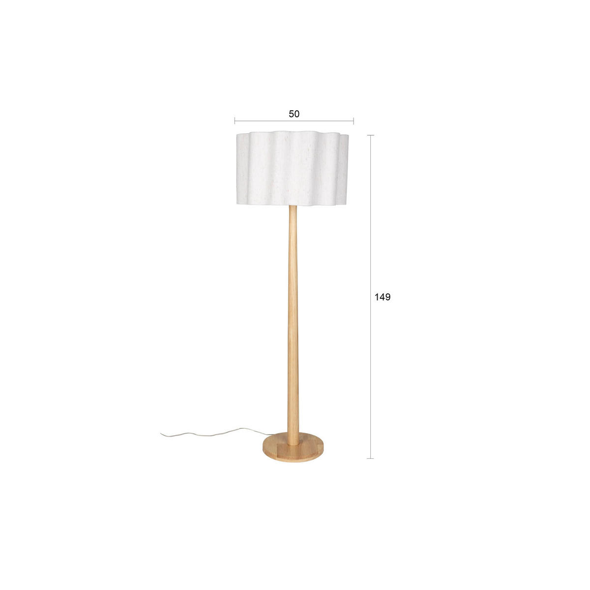 STEHLAMPE Scallop Natur - Naturfarben, Holz (30/50/149cm) - Dutchbone