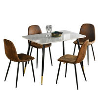 ESSTISCH SET weiß und braun - Braun/Weiß, Holzwerkstoff/Metall (70/75/110cm) - Urban Meuble