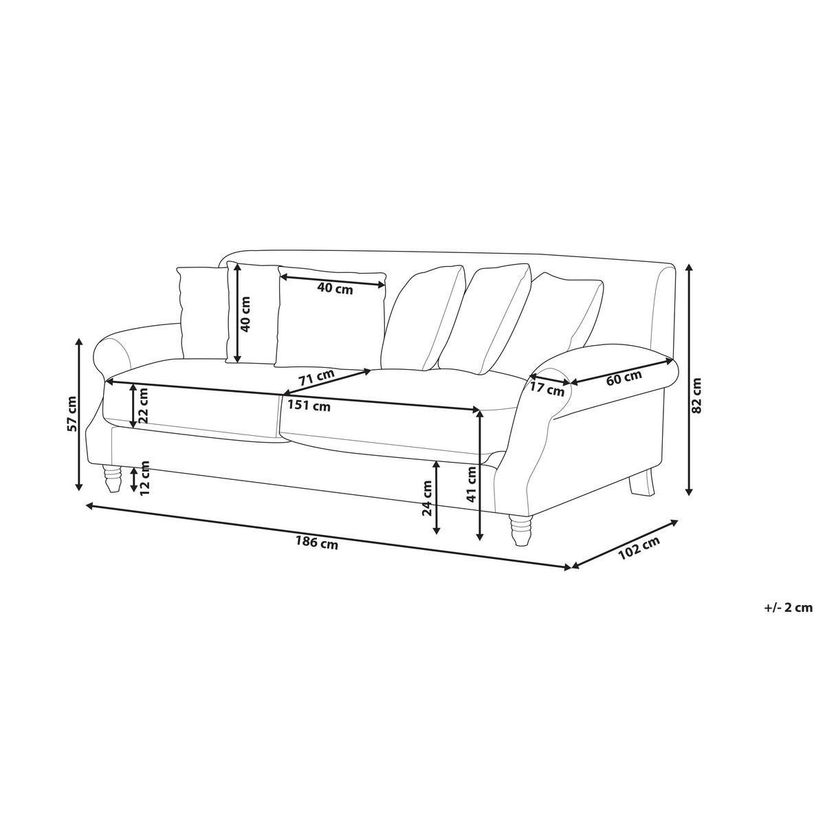2-SITZER-SOFA rot Eike - Dunkelbraun/Rot, Textil (186/82/102cm) - Beliani