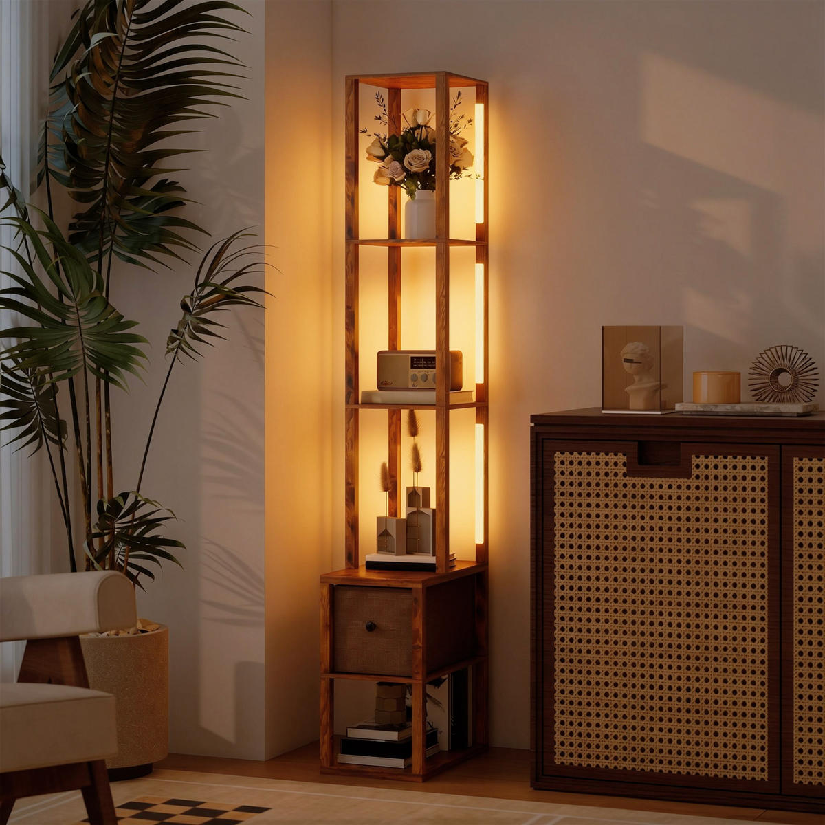 STEHLAMPE MDF Rustikal-Braun - Braun, Holzwerkstoff (43.5/26.5/169cm) - HOMCOM