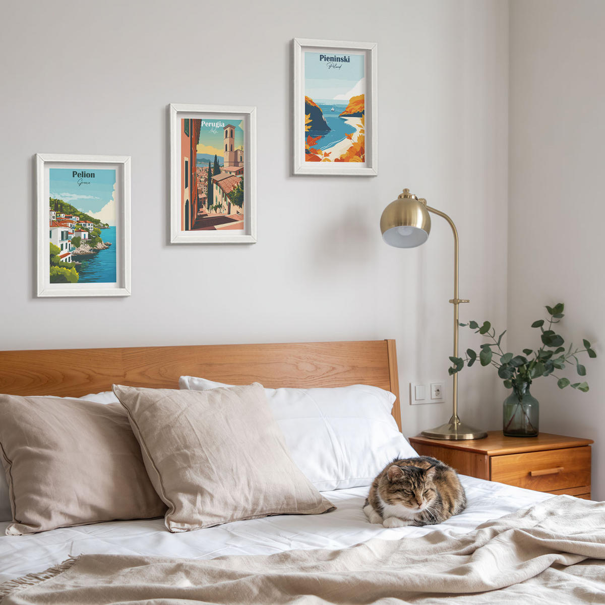 WANDBILDER 3er-Set - 20x30 cm Weißer Rahmen - Malerische Retro-Landschaften - Weiß, Kunststoff (20/30cm) - ArtPrintCave