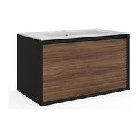 EINZELWASCHTISCH - 80 cm x 45.8 cm - Holz, Platte - Schwarz, Naturfarben Dunkel - BANIVA - Schwarz/Naturfarben, Holz (80/45/45.8cm) - Vente-Unique