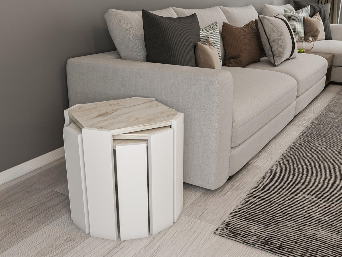 COUCHTISCH Lori Weiss Marmor - Weiß, Holzwerkstoff (44.5/44.5/41cm) - Decorotika
