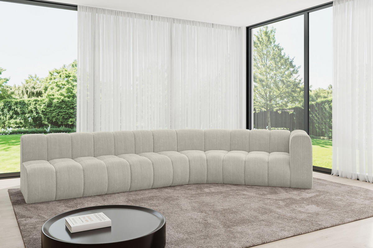 ECKSOFA modulares Sofa Karex-L2 - 399x194x70 cm Creme - Hellgrau/Creme, Holzwerkstoff/Textil (399/194cm) - ALTDECOR