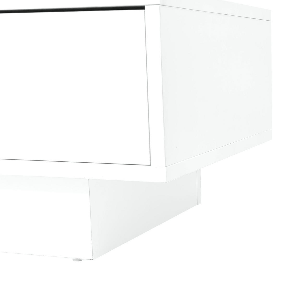 LOWBOARD 160/38/50.5 cm Weiß aus Spanplatte mit Hochglanz und LED-Beleuchtung - Weiß, Holzwerkstoff (38/50.5/160cm) - OKMYHOME