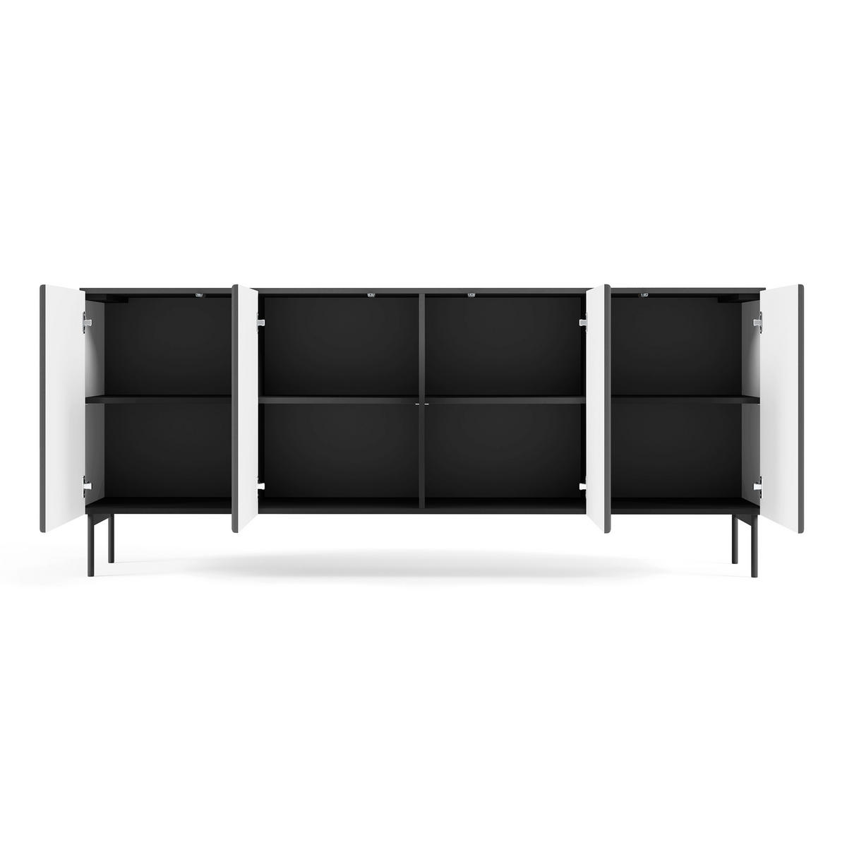 SIDEBOARD TRATTO 195,2/81,2/39,8cm 4 Türen Schwarz - Schwarz, Holzwerkstoff (195.2/81.2/39.8cm) - MASSENO
