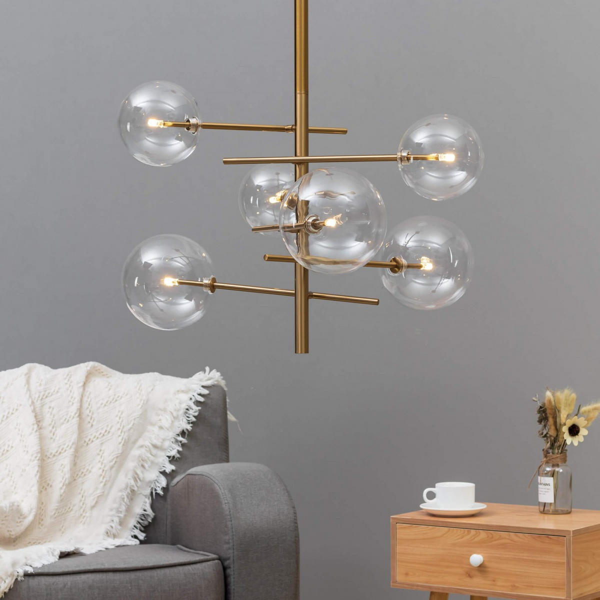 HÄNGELEUCHTE Osam, Messing, 96cm - Goldfarben, Metall (70/70/96cm) - KOSILUM