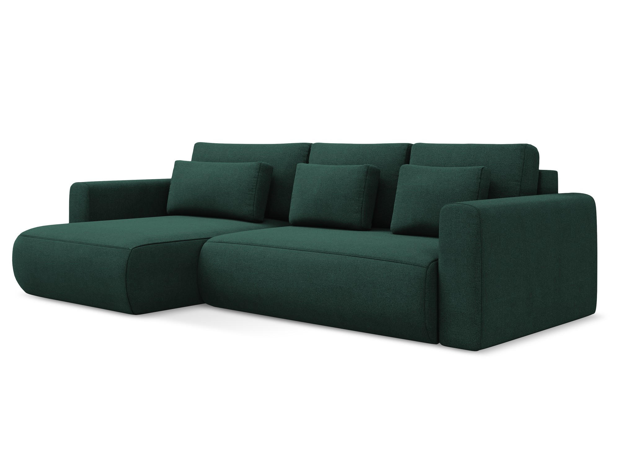 ECKSOFA mit Schlaffunktion Strukturstoff Stoff Grün - Dunkelgrün/Schwarz, Kunststoff/Textil (149/278cm) - Makamii