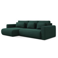 ECKSOFA mit Schlaffunktion Strukturstoff Stoff Grün - Dunkelgrün/Schwarz, Kunststoff/Textil (149/278cm) - Makamii