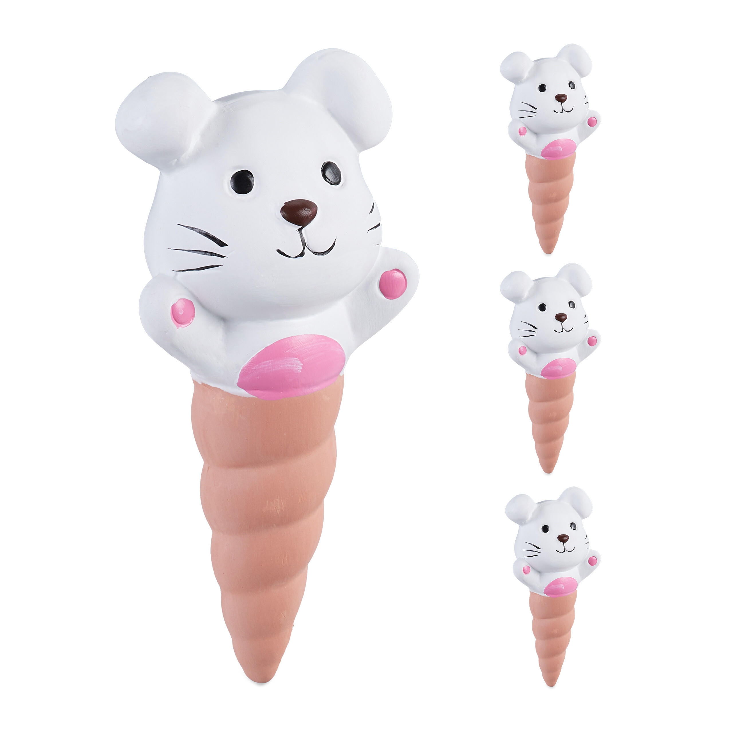 4XTONKEGEL - Multicolor, Keramik (7.5/16.5/5.5cm) - Relaxdays