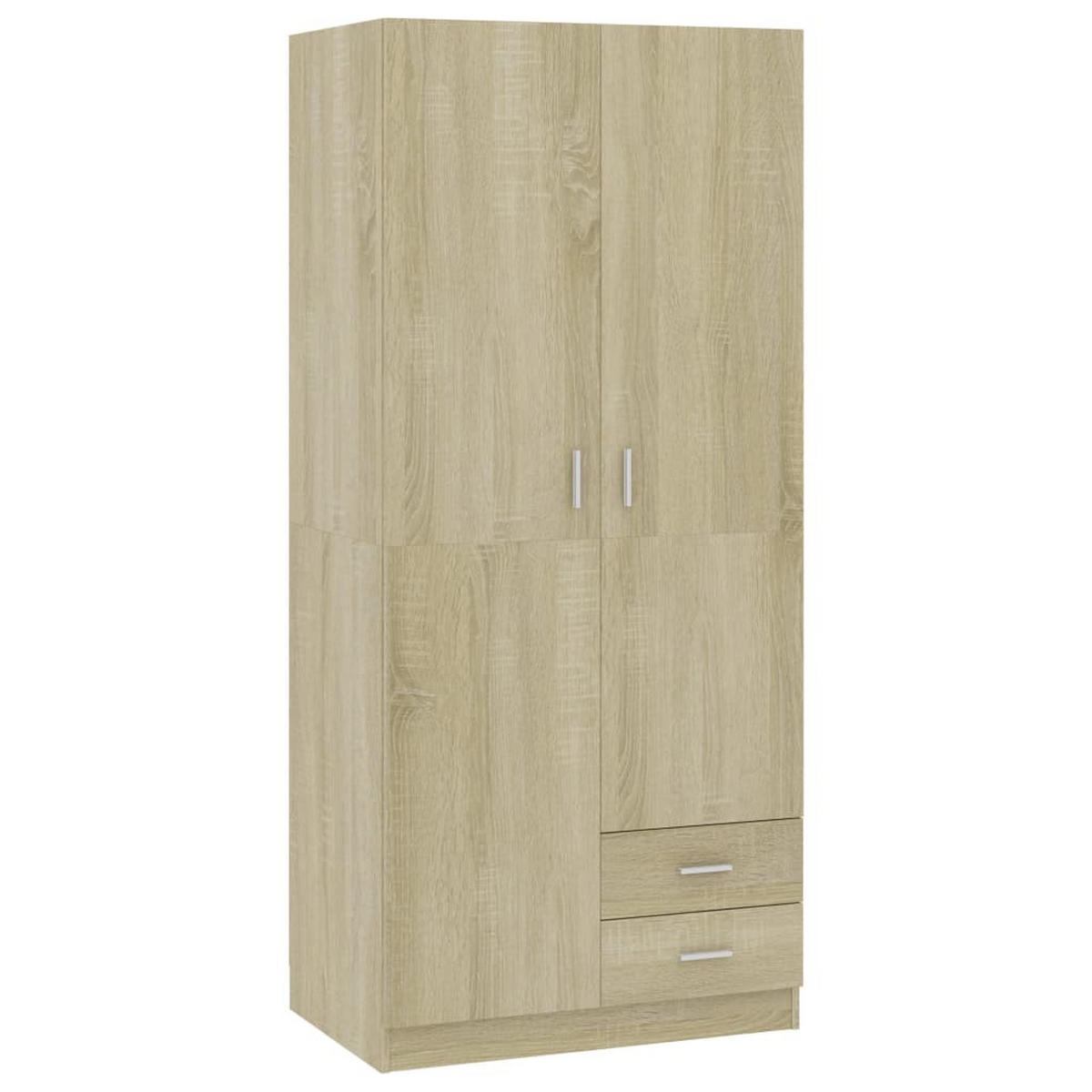 KLEIDERSCHRANK 2-Türig mit 2 Schubladen 80/52/180 cm aus Holzwerkstoff Sonoma-Eiche Dekor - Sonoma Eiche, Holz (80/180/52cm) - vidaXL