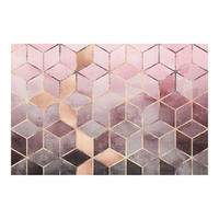 FOTOTAPETE Rosa Grau goldene Geometrie 288/190 cm - Rosa, Papier (288/190cm) - Bilderwelten