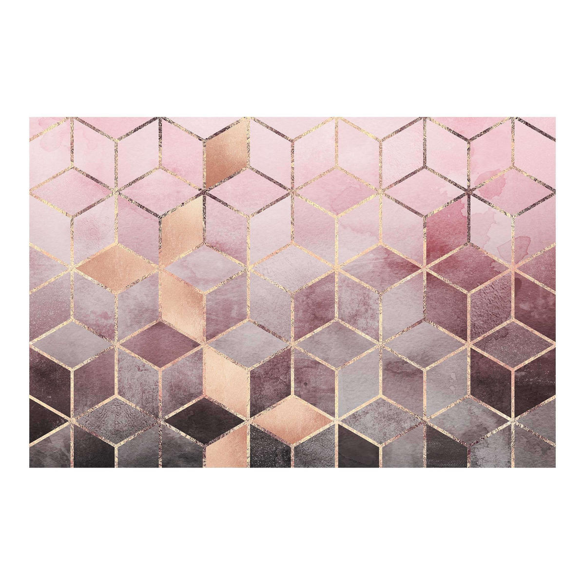 FOTOTAPETE Rosa Grau goldene Geometrie 288/190 cm - Rosa, Papier (288/190cm) - Bilderwelten