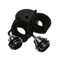 PENDELLEUCHTE Hang 2 Flammig Retro Schwarz - Schwarz, Naturmaterialien (250/1/250cm) - HOOPZI