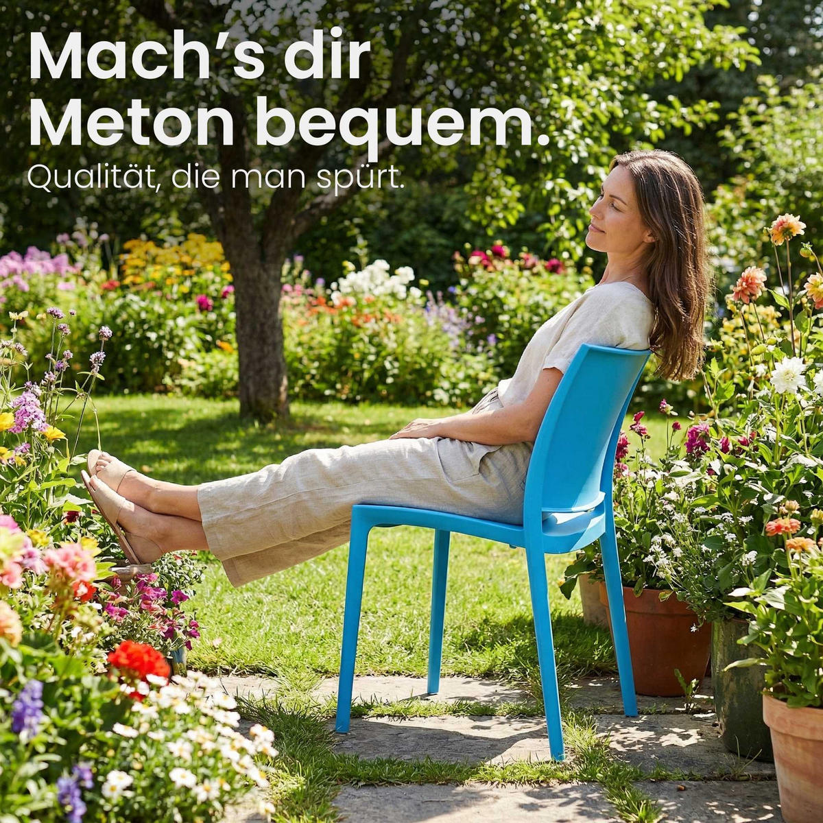 GARTENSTUHL Kunststoff Blau - Blau, Kunststoff (42/81/49cm) - CLP