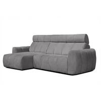 ECKSOFA KIMI 3-Sitzer, ausziehbarer Sitz, verstellbare Kopfstützen, grau - Schwarz/Grau, Holzwerkstoff/Textil (270/160cm) - Courtois Laville