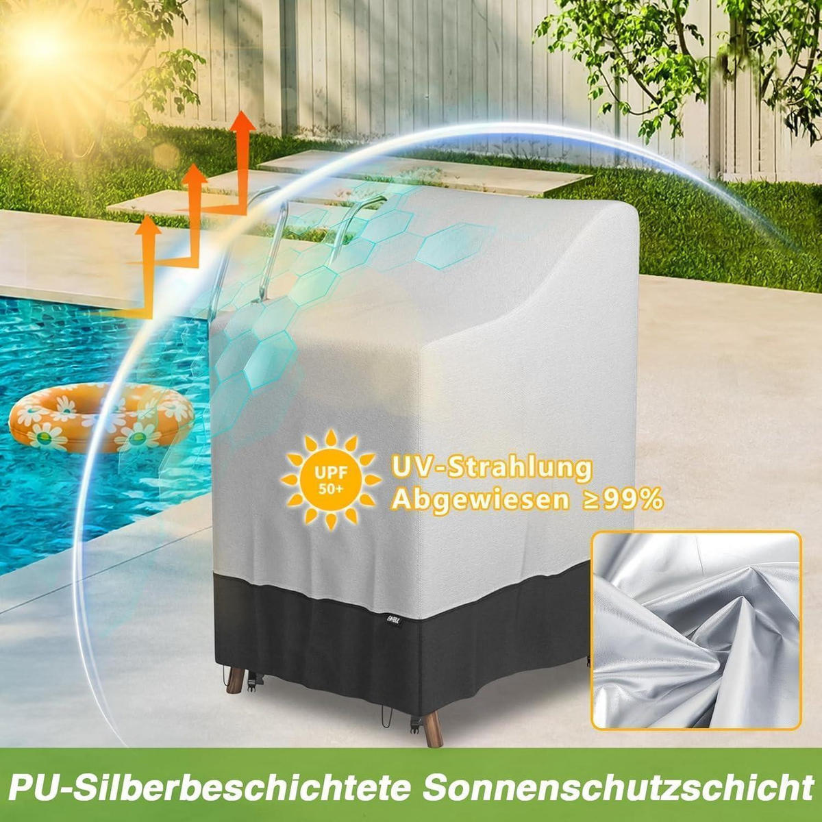 GARTENSTUHLABDECKUNG stapelbar 420D Robust 92 x 71 x 120 cm - Multicolor, Textil (92/71/120cm)