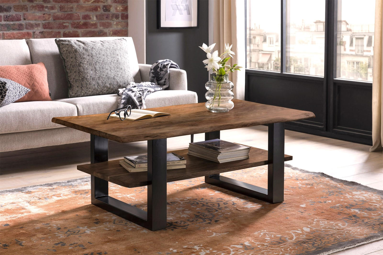 SAM COUCHTISCH Braun, Schwarz 115cm × 65cm × 46cm