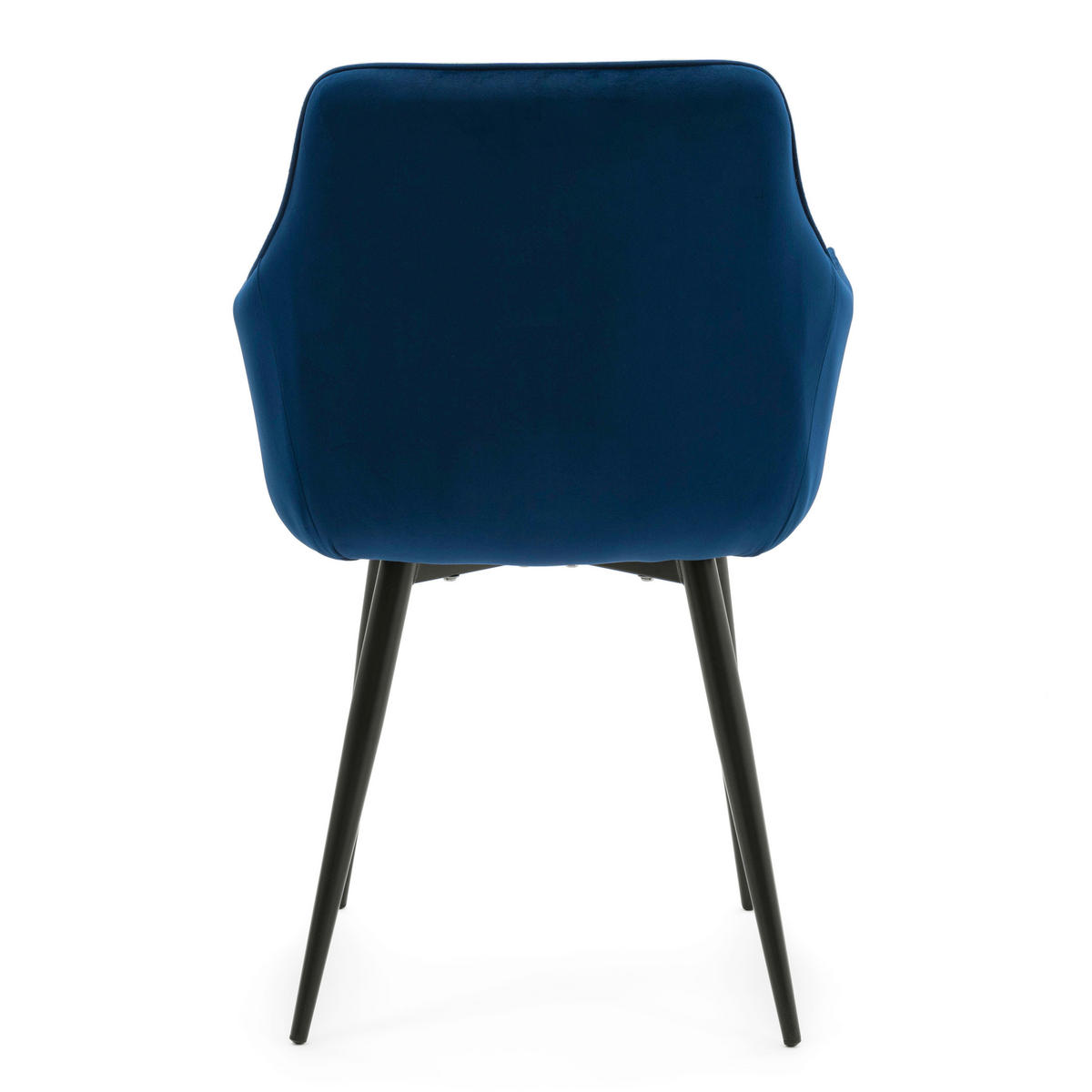 STUHL GALLO gespolstert mit Steppung - dunkelblau - Samt Velours - Schwarz/Dunkelblau, Textil/Metall (58/88/58cm) - NEW HOME