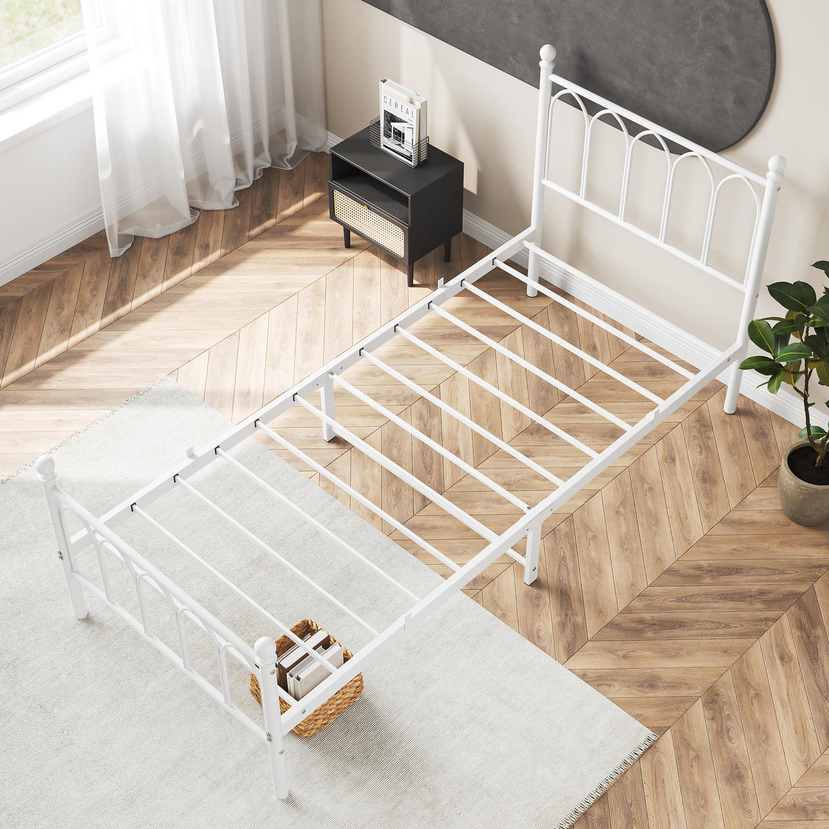 METALLBETT 90/200 cm DE-35520 mit Kopfteil Weiß - Weiß, Metall (90/200cm) - ComfortXL