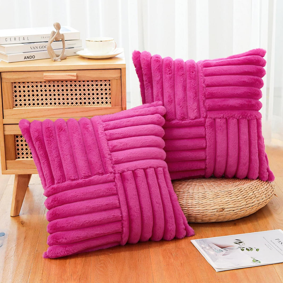 KISSENHÜLLE UNI Plüsch & Samt 45/45 cm - Magenta, Textil (45/45cm) - Kaket