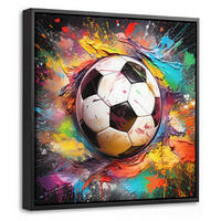 LEINWAND Bilder mit Rahmen - Fußball - Farbe - Farben - Schwarz - Weiß - 20x20 - Weiß, Textil (20/20cm) - MuchoWow