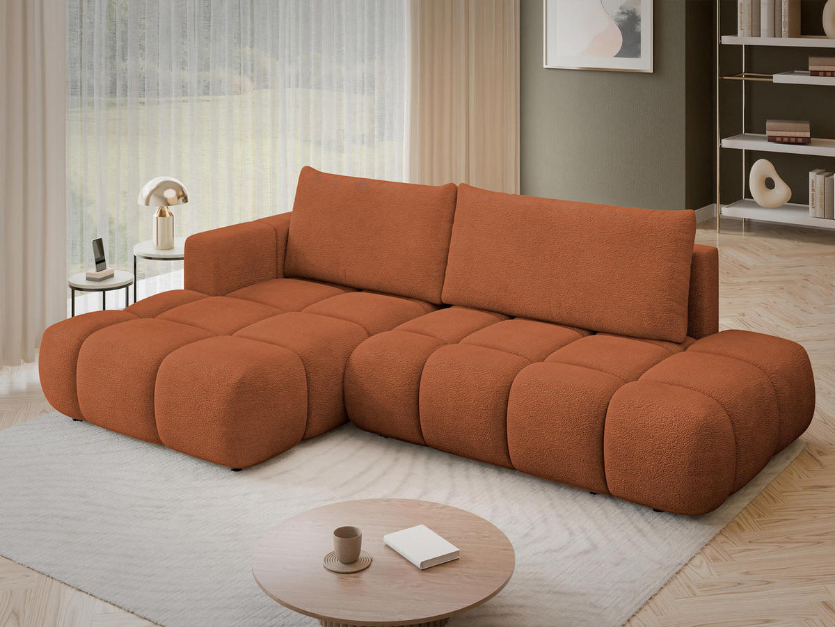 ECKSOFA Soffi, Seite: Links - Schwarz/Orange, Holz/Kunststoff (283/166cm) - MIRJAN24