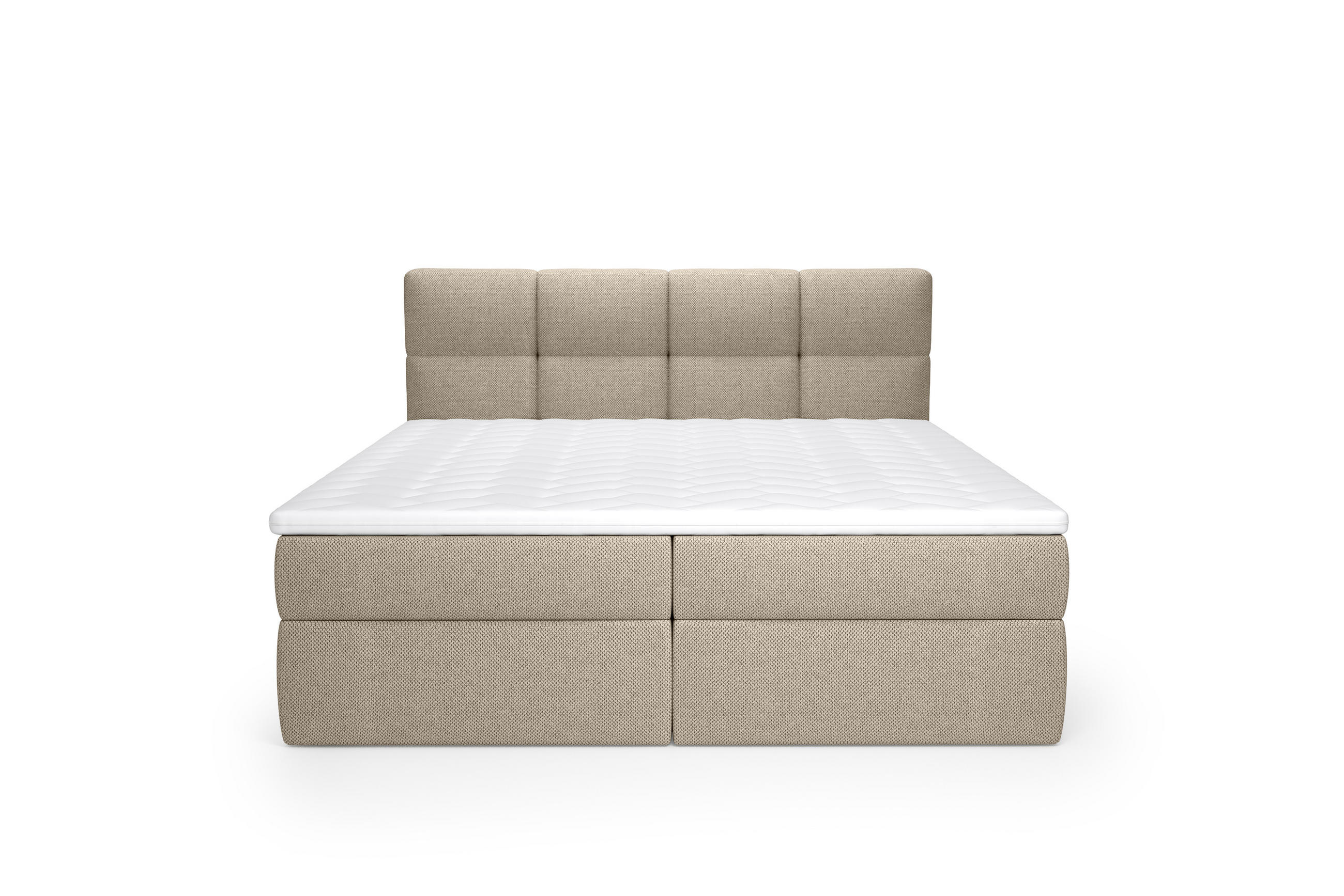 BOXSPRINGBETT Ruhe 180x200 – in Beige Kaltschaum-Topper, großem Bettkasten - Beige, Textil (180/200cm)