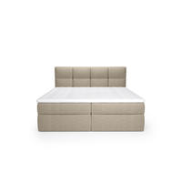 BOXSPRINGBETT Ruhe 180x200 – in Beige Kaltschaum-Topper, großem Bettkasten - Beige, Textil (180/200cm)