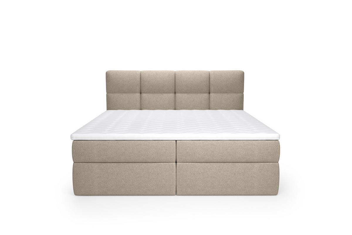 BOXSPRINGBETT Ruhe 180x200 – in Beige Kaltschaum-Topper, großem Bettkasten - Beige, Textil (180/200cm)