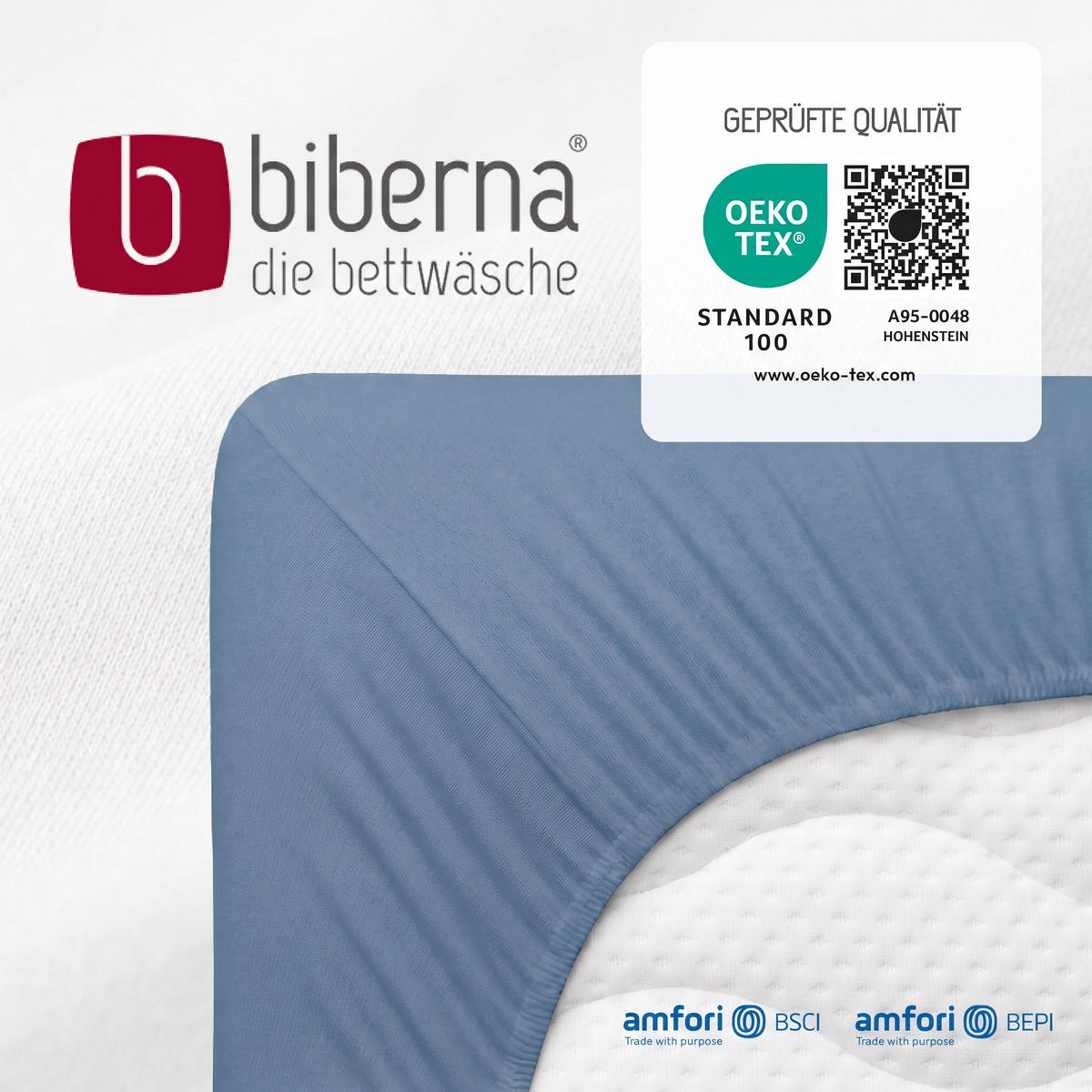 SPANNBETTTUCH Premium Jersey azurblau, 90x190 cm - 100x200 cm - Blau, Textil (100/200cm) - biberna
